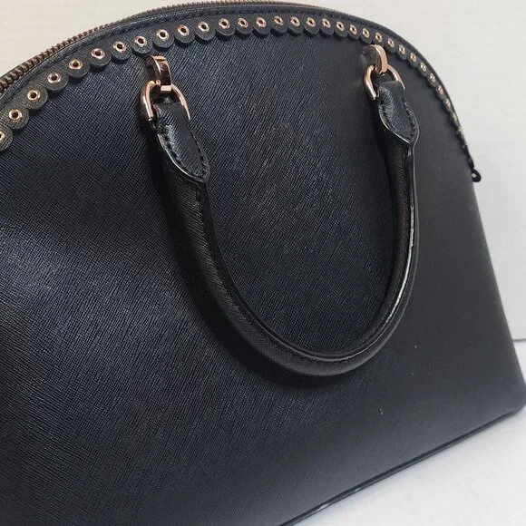 Michael Kors Emmy Dome Black Saffiano Leather Large Satchel w/ Rose Gold Tone - Picture 5 of 11